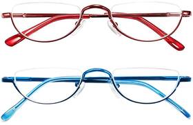 B0bjdr2719 Reavee 2pk Retro Half Frame Reading Glasses Women Men Spring Hinge 1.75 Power