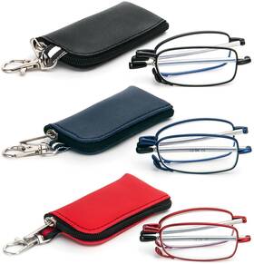 Fd03-bbr-1.5 Reavee 3 Pack Folding Reading Glasses With Keychain Compact Bags Women Men Blue Ligh