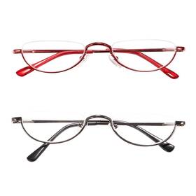 Hf01-1.0 Reavee 2 Pack Retro Designer Half Moon Reading Glasses Women Men Spring Hinge F