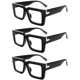 Lx01-bbl-1.5 Reavee 3 Pack Reading Glasses For Women Men Blue Light Blocking Readers Stylish Squ