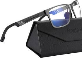 A01-metallic Reglaaly 2590 Metal Blue Light Blocking Glasses For Men Women Rectangle Gray
