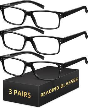 Resjok 744110607833 3pairs Reading Glasses Men - Blue Light Blocking With Spring Hinge Square Reader