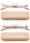 Rf9511wd Newbee Fashion Handmade Rimless Reading Glasses Real Bamboo Temple Case