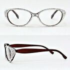 Rg0271.0 Unbranded 1.50 Reading Glasses Aurora Borealis Ab Crystal Fashion Bling Brown Oval Frame