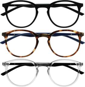 Bbb60-127-200 Rowalk Holdings Ltd Opulize Met - Reading Glasses With Blue Light Blocking 3 Pack Round Frame Scratc