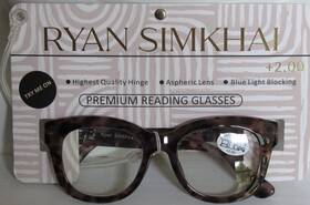 R-9011 Ryan Simkhai Thick Frame Blue Light Blocking Reading Glasses Tortoise New