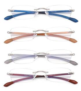 Ryegis 720130325360 Lightweight Flexible Reading Glasses For Women Rimless 4 Pack Blue Light Blo