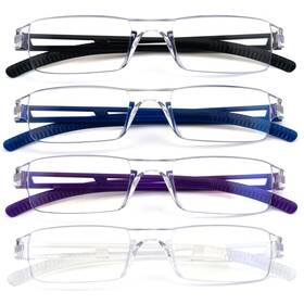 Onebody02 Ryegis 720130326619 Pack 4 Rimless Reading Glassesblue Light Clear Frames Reader Lightweight For