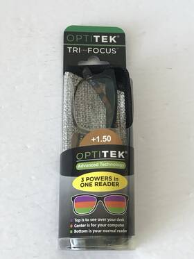 Sav 037741220121 Optitek Tri-focus 1.50 Black Brown Frame Reading Glasses New