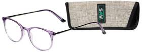 Sav 842894171394 Eyewear Tri-focus Blue Light Round Gradient Purple Frame 1.50 Magnification