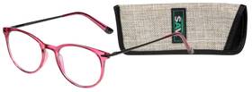 Sav 842894171431 Eyewear Tri-focus Blue Light Round Translucent Burgundy Frame 1.25 Magnifi
