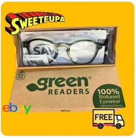 E2600 Sav Green Readers Round Reading Glasses Olive 3.00 Diopters Biodegradable Case