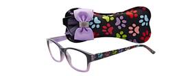 Edbr12-150-530 Sav Dog Bone Square Reading Glasses With Colorful Pawprints Purple 1.50