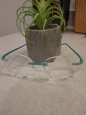 62225 Scojo Gel Eyeglasses Rimless Round Aqua #62225 Reading Lightweight Euc 2.50