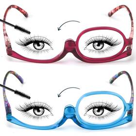 R01-bluered-1.5 Seekey 2 Pack Rotating Eye Make Up Reading Glasses Magnifying Cosmetic Readers