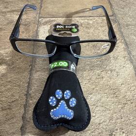 Select-a-vision 842894115961 Dog Bone 2.00 Reading Readers Glasses Print Black Blue New