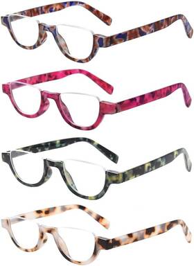 Sigvan 445015557522 4 Pairs Half Moon Reading Glasses Spring Hinge Colorful Frame Readers Sigvan 445015557522 4 Pairs Half Moon Reading Glasses Spring Hinge Colorful Frame Readers