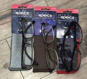 Simply Specs 193033090022 3 Pack Tech Reading Glasses 2.75 Black Brown And Gray Soft Cases