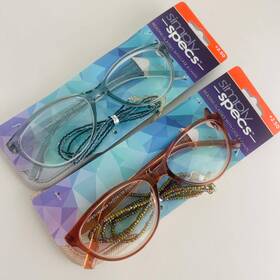 Simply Specs 193033193365 Lot Of 2 Reading Glasses Clear Pink Coral Free Case And Chain 2.50