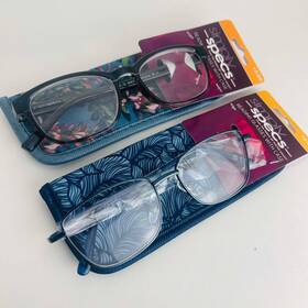 Simply Specs 193033509104 Lot Of 2 Womens Reading Glasses Dark Blue With Free Case 2.00