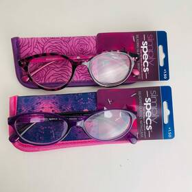 Simply Specs 193033619728 Lot Of 2 Readers Women Reading Glasses Pink-purple With Case 1.50