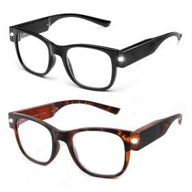 B0cn6bw1b5 Skyway Lighted Rechargeable Led Reading Glasses Unisex Black Tortoiseshell 2.5x