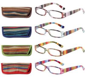 Soctick 715377924070 Reading Glasses 4 Pairs Fashion Ladies Readers Spring Hinge With Pattern Pr Inch