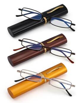 Sophily 760946255932 3 Pack Slim Pocket Reading Glasses For Men Women Blue Light Blocking Compact