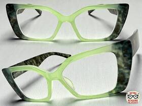 R1247 Spexx Eyewear Oversized Exaggerated Retro Reading Eye Glasses Readers Large Green Frame 1.25