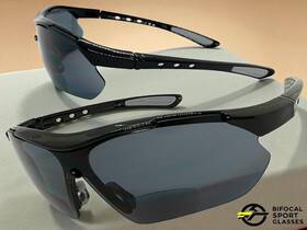 R419 Spexx Eyewear Sporty Wrap Around Bifocal Reading Sun Glasses Readers Black Frame For Men 3.00