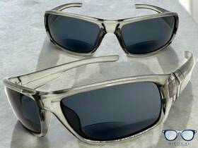 R830 Spexx Eyewear Sporty Wrap Around Bifocal Reading Sun Glasses Readers Gray Frame For Men 2.00