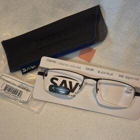 Ear4145-300-400 Sportex Half Rim Readers 3.00 Black/blue Ar Coated Double Injected Temples