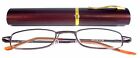 Srbrn1.25 Reading Glasses Metal Frame Brown Reader Match Case Hinged
