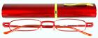 Srreds2.00 Reading Glasses Metal Frame Red Reader Matching Case Hinged