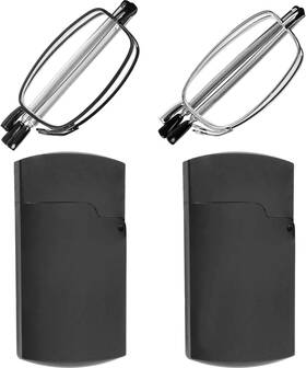 Success-7022 Success-eyewear Reading Glasses 2 Pair Black And Gunmetal Readers Compact Folding Unisex