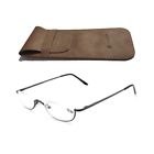 T0340 Amillet Half Moon Spring Hinges Reading Glasses Gunmetal Vintage
