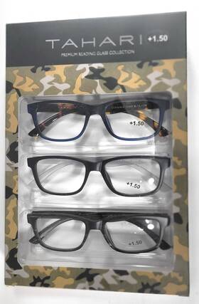 Tahari 781268873826 Premium 3-pack Reading Glasses Multi Color 1.50 Blue/black/green