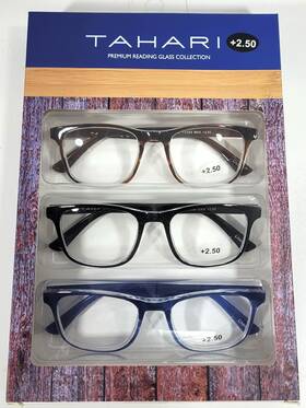Tahari 781268873949 Premium 3-pack Reading Glasses Multi Color 2.50 Brown/black/blue