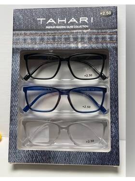 Tahari 781268874007 3-pair Premium Reading Glasses Readers 3.00 Black Blue Clear New Unisex