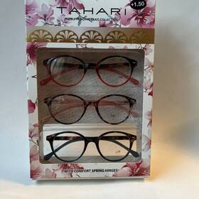 Tahari 888989099778 Premium Reading Glasses Set Of 3 Pairs 1.50 Strength Pink Boxed Nib