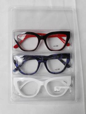 Ctx0927-h Tahari Tx198 Womens 3 Pack Cat Eye Reading Glasses 2.00 Sv3 Multicolor One Size