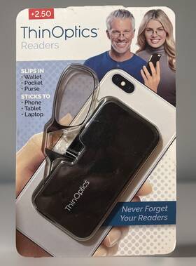 Thinoptics 608707139353 Thinopticsreading Glasses Ultra Thin And Lightweight Readers Case Black 2.50