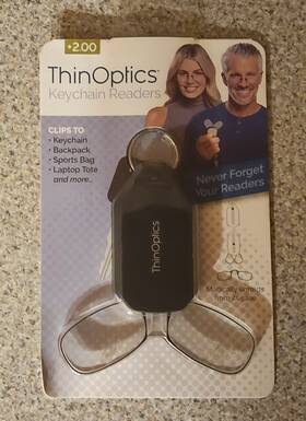 Thinoptics 814493024524 2.00 Armless Ultralight Reading Glasses With Keychain Case