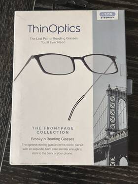 Thinoptics 814493028133 - Brooklyn 1.00 Strength Glasses With Milano Case Black