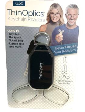 Kcb1.5blk-b Thinoptics Keychain Readers Case Rectangular Reading Glasses Black 1.50