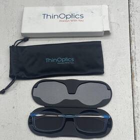 Mbbkm15blue Thinoptics Frontpage Reading Glasses 1.50 Blue Compact Foldable Case Mens Slim