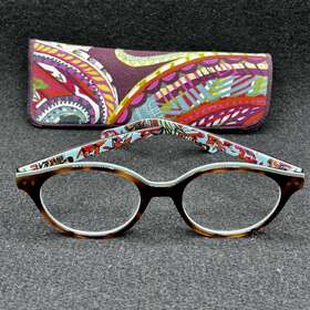 3740-102623-42 Trina Turk Crescent Beach 1.50 Readers Palm Tort Round 47-18-135 Used