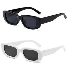 9074 Tskestvy 2 Pack Square Rectangle Sunglasses For Women Men Black And White