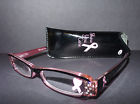 Unbranded Breast Cancer Awareness Reading W Case 2.50 Lens Black Rhinestone Glasses 037435273273