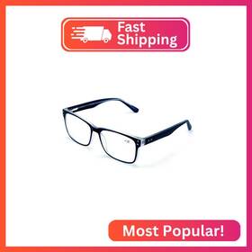1498blue V.w.e. Men Premium Rectangle Stainless Steel Reading Glasses - Wide Fitment Meta